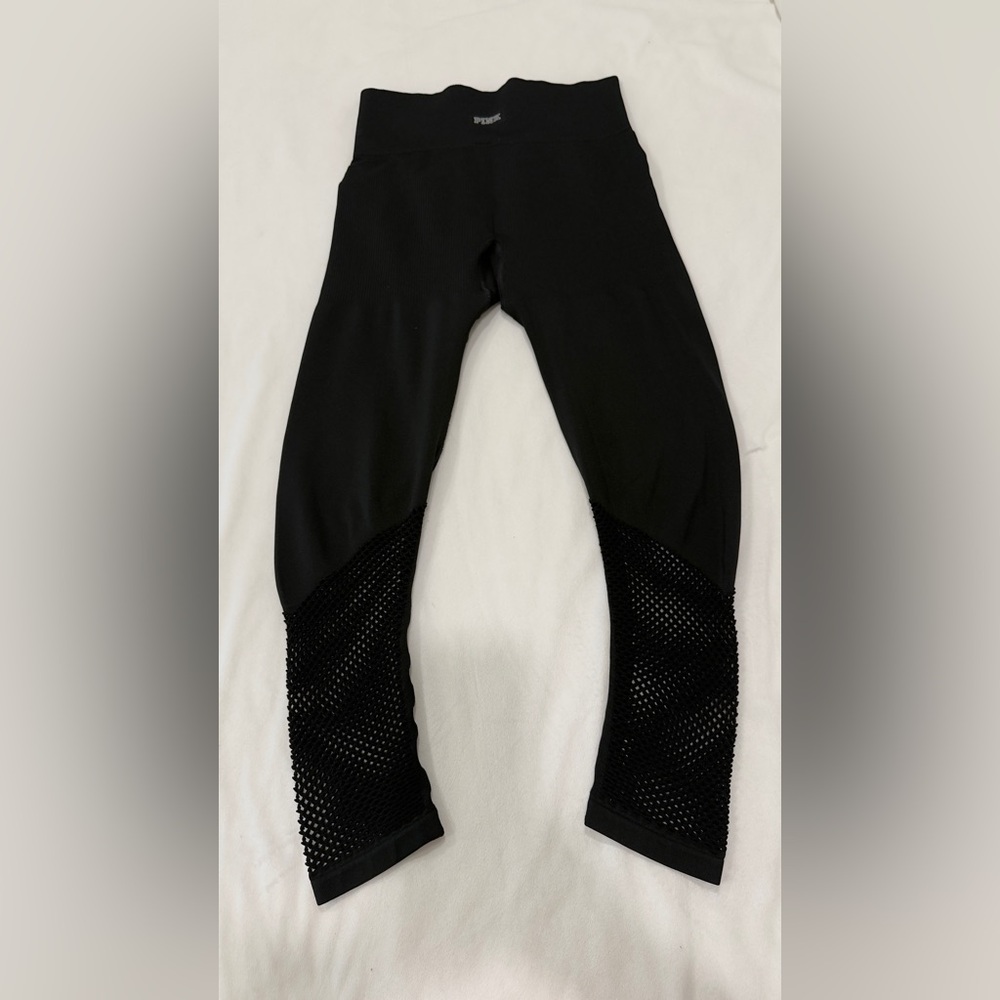 PINK Victoria's Secret Black Mesh Panel Jeggings